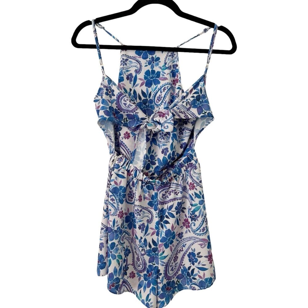 Show Me Your Mumu Afton Tie Back Floral Romper Huckleberry Stretch Size Small - Picture 4 of 12